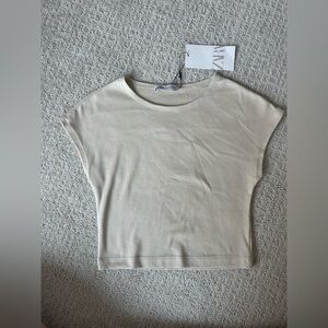 ZARA Modal Crop Tee- Tan